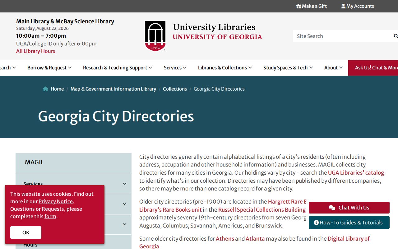 UGA guide to Pooler city directory research in regional Georgia holdings