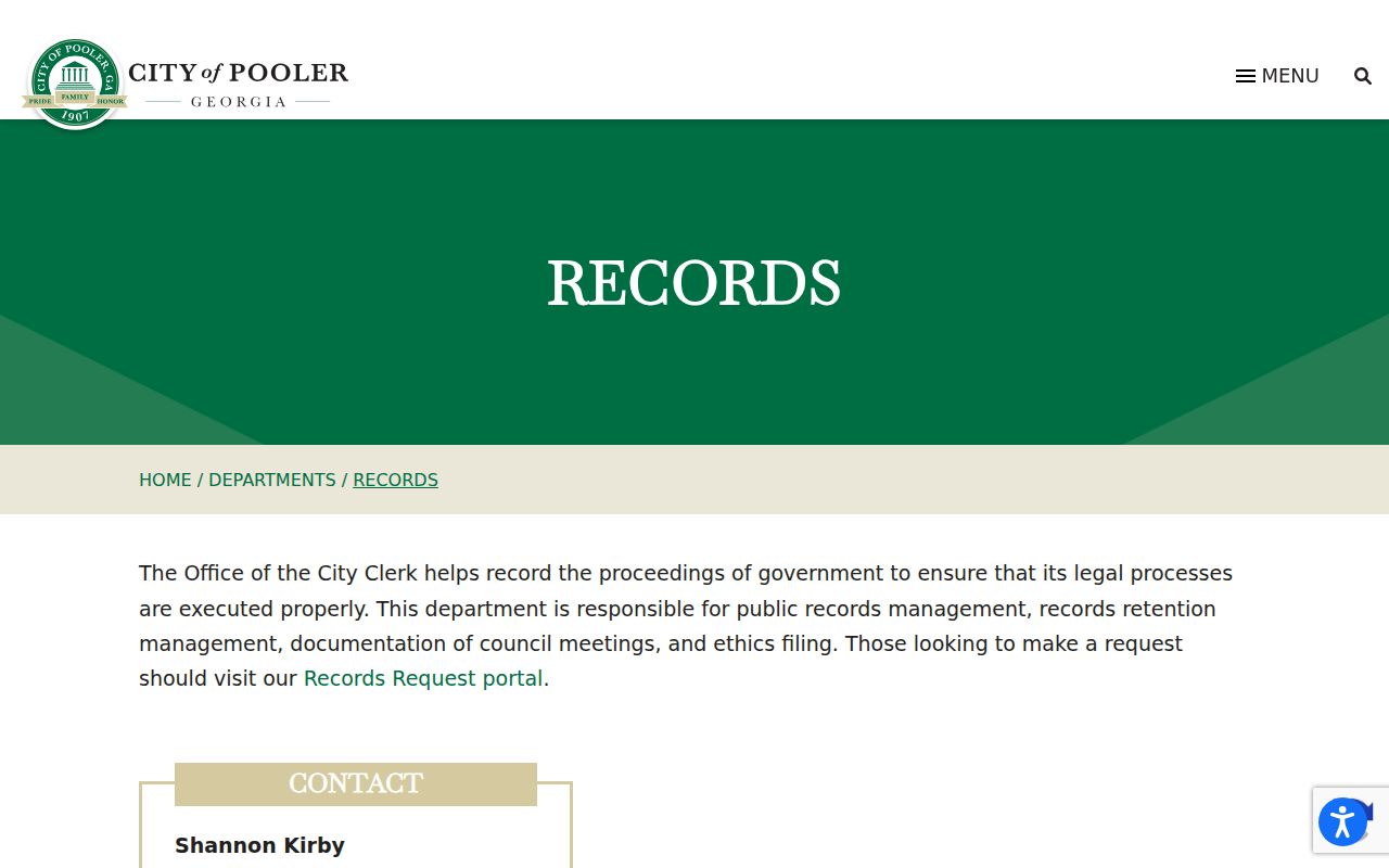 Pooler residents directory city records department