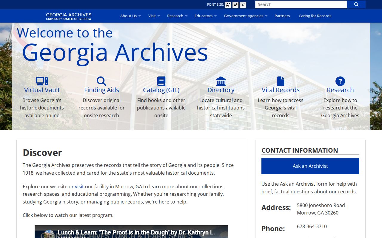 Georgia Archives catalog and collections for early Pooler address history