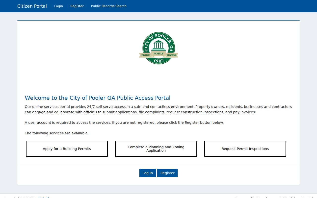 Pooler permit and inspection portal for address research